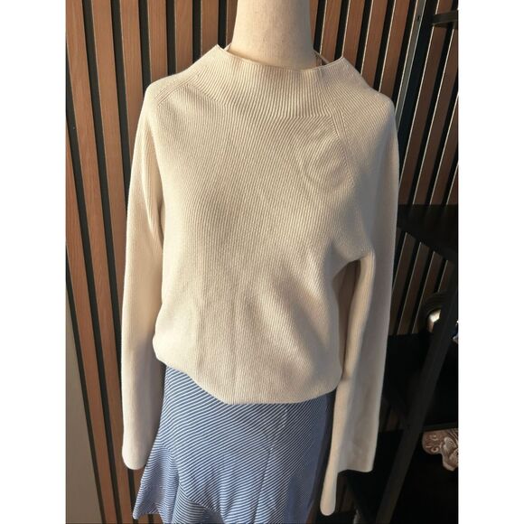 Banana republic sweater large white/ivory with cut out back cotton blend w flare - Picture 1 of 8